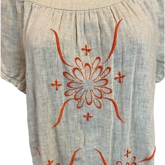 Sfera Embroidered Linen Blend Dress Size 38 (Medium) - Picture 2 of 15